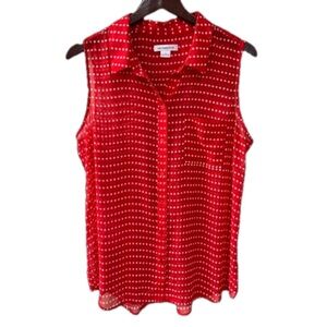 Red Polka Dot Sleeveless Blouse